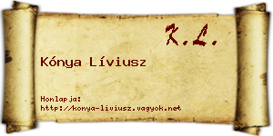 Kónya Líviusz névjegykártya